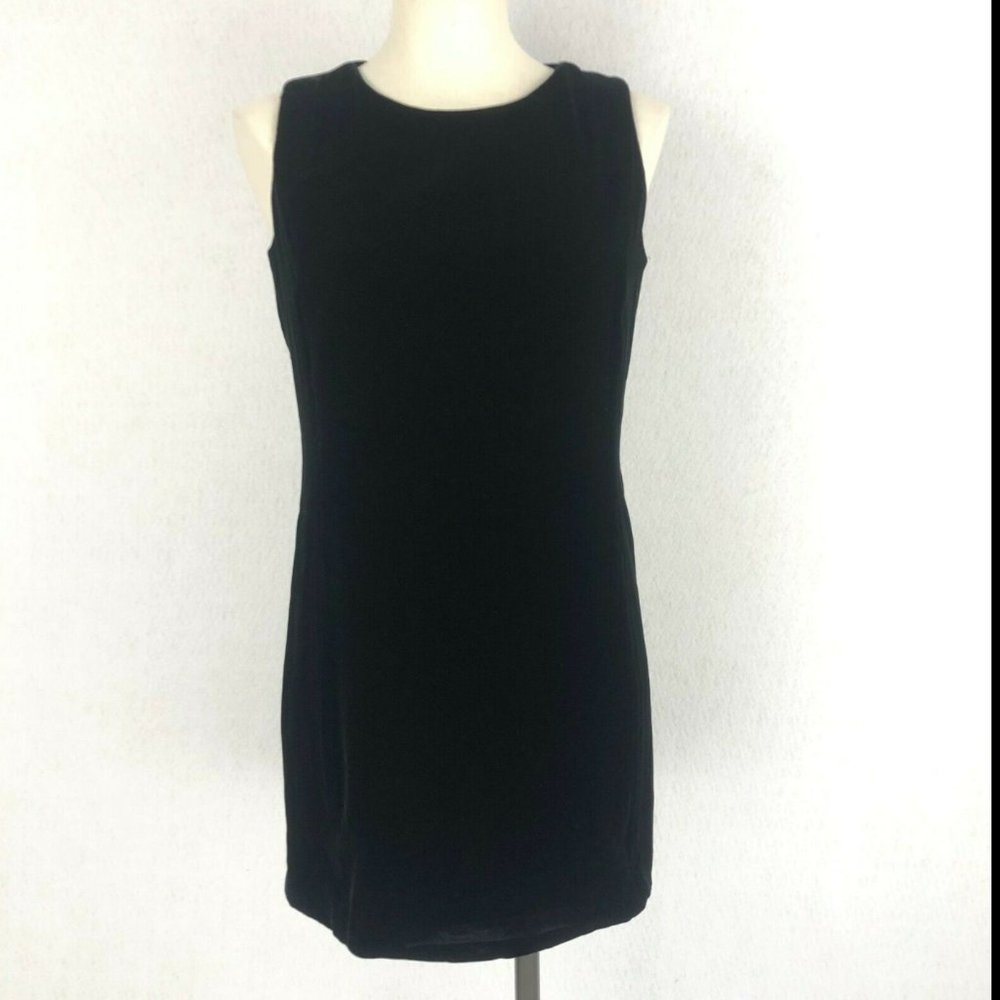 GAP Women's Size 10 Black Velvet Velvet Sleeveless Sheath Silk Blend Mini Dress